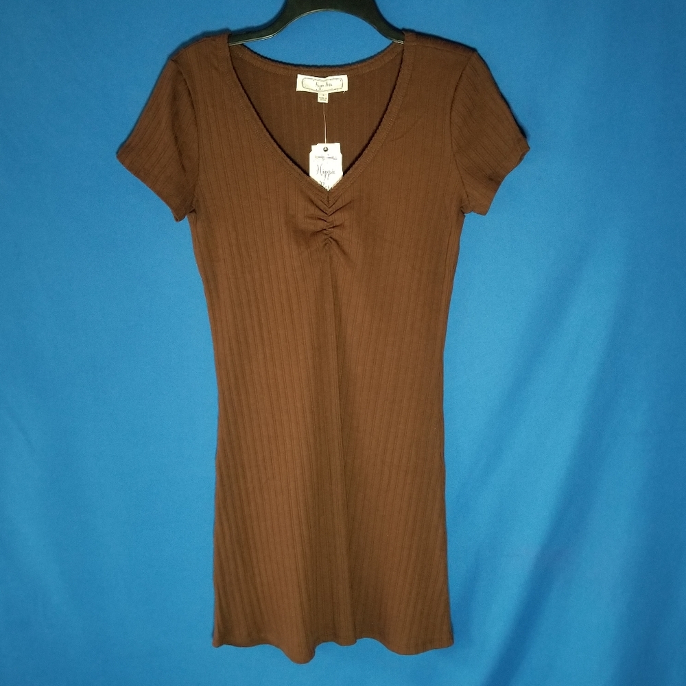 Hippie Rose Juniors Cinched T-Shirt Dress Flattering V-Neckline Pullover Styling